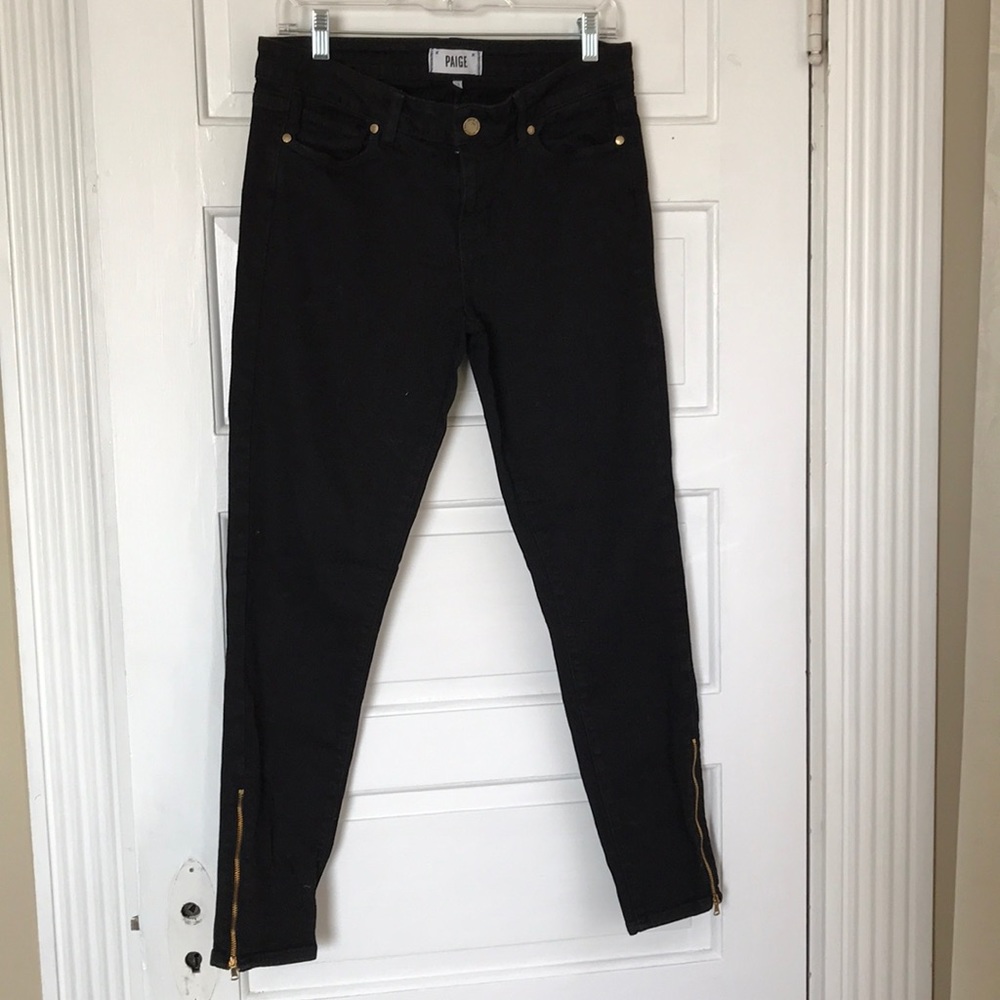Paige black skinny jeans with ankle zips